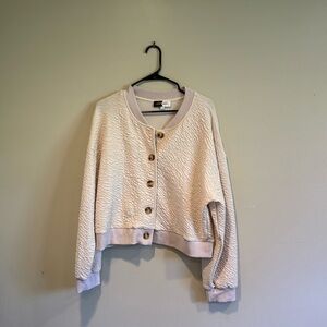 Cream Textured Cardigan